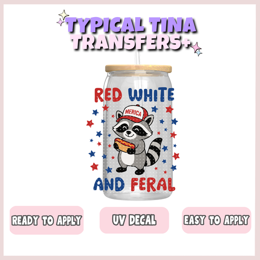 Red white and feral (racoon) | UV decals | POD