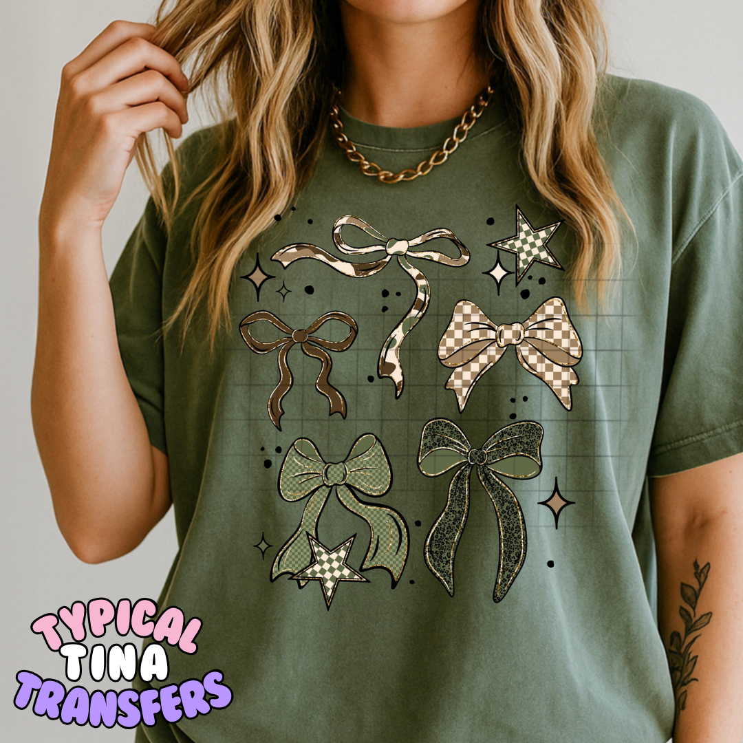Green and checkered bows | DTF Transfers | POD
