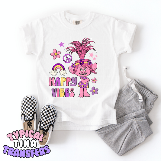 Happy Vibes Troll | DTF Transfer | POD