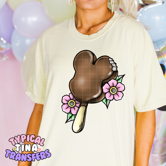 Mouse Ice Cream and Floral | DTF Screen Print | POD