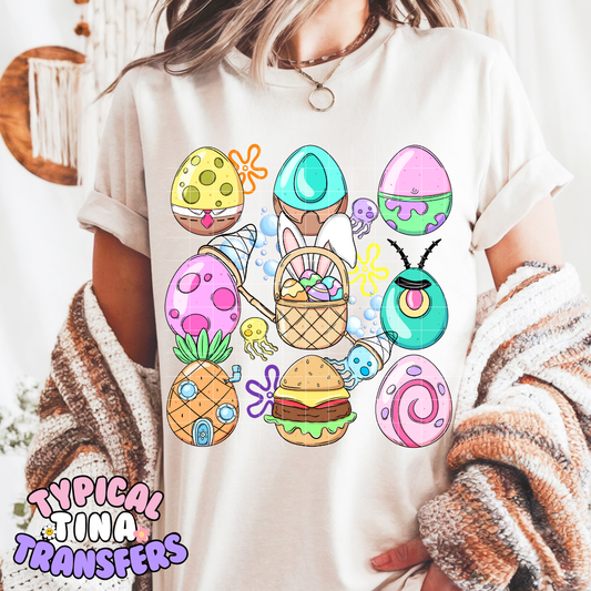 Sponge B Easter Eggs | DTF Screen Print | POD