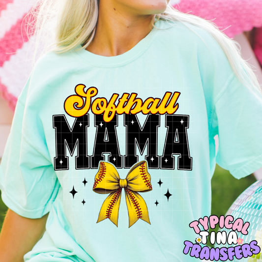 Softball mama bow | DTF Screen Print | POD
