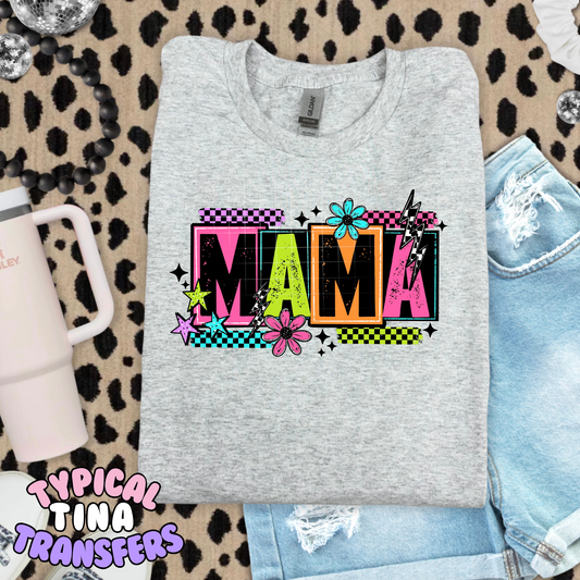 Mama vibrant floral and stars | DTF Transfer | POD