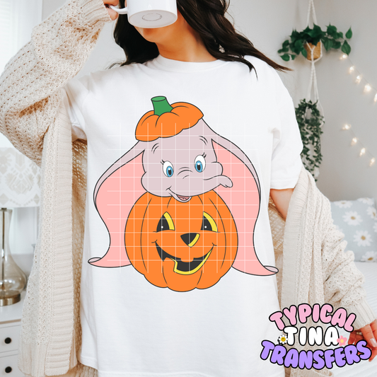 Cute Baby Elephant in Pumpkin (Orange) | DTF Transfer | POD