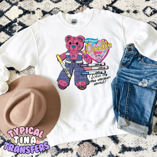 Doodle Bear Tattooes | DTF Screen Print | POD