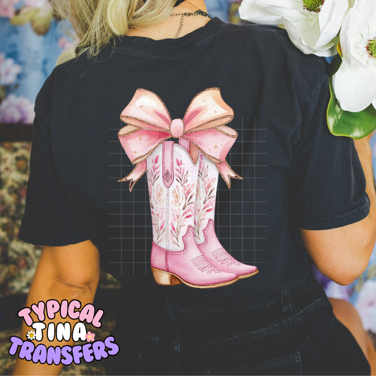 Pink Cowboy Boots Coquette | DTF Screen Print | POD