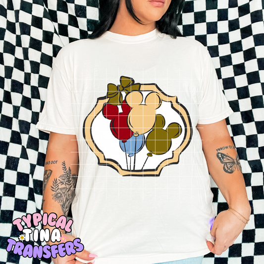 Mouse Balloons Frame | DTF Transfer | POD