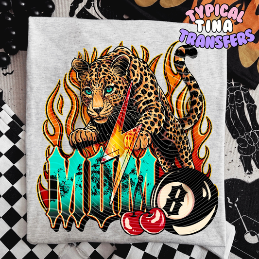 Mom leopard and 8 ball | DTF Transfer | POD