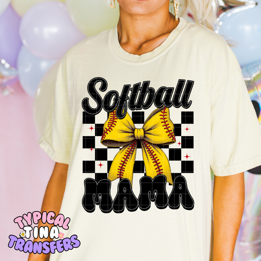 Softball Mama middle bow | DTF Screen Print | POD