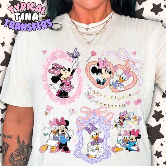 Min and Daisy Coquette Frames and Locket | DTF Transfer | POD