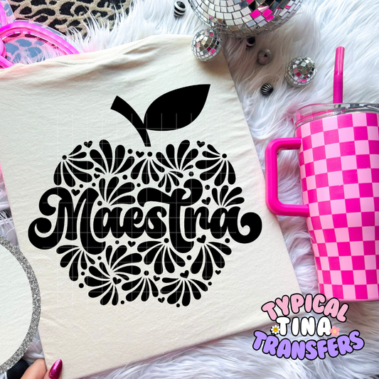 Maestra Apple (black) | DTF Screen Print | POD