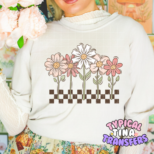 Daises Checkered | DTF Screen Print | POD