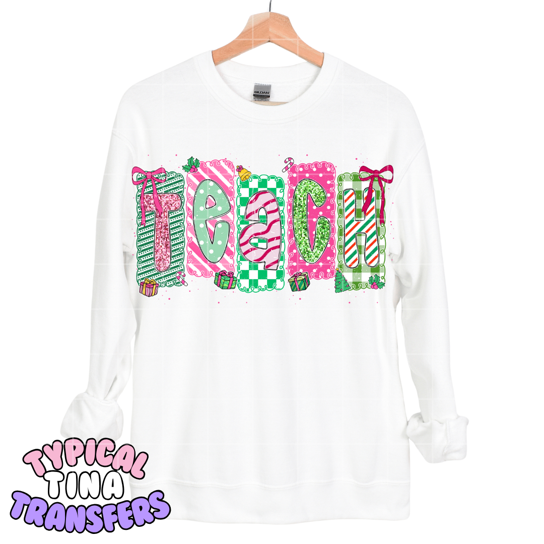 Teach christmas patches | DTF Screen Print | POD