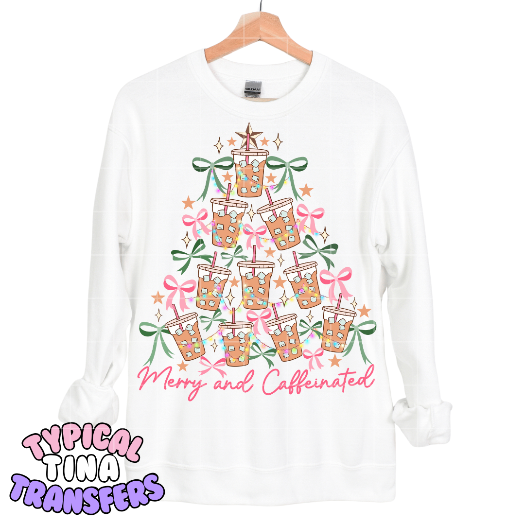 Merry and Caffeinated Tree | DTF Transfers | POD