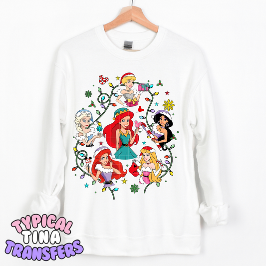 Princess w/ Christmas Lights | DTF Transfer | POD