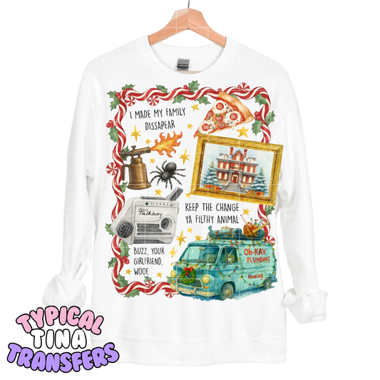 Alone at home retro mural candy cane frame | DTF Transfers | POD