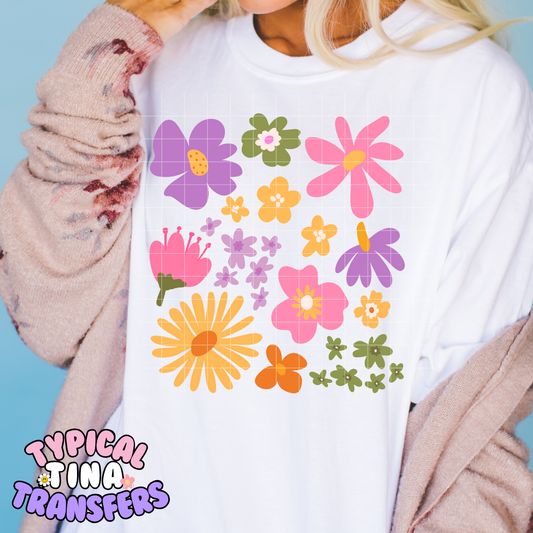 Spring Time Florals bright | DTF Transfer | POD