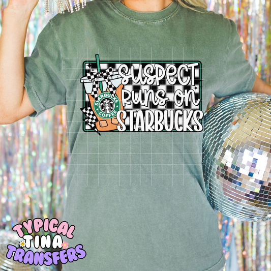 Suspect runs on Starbies checkered | DTF Screen Print | POD