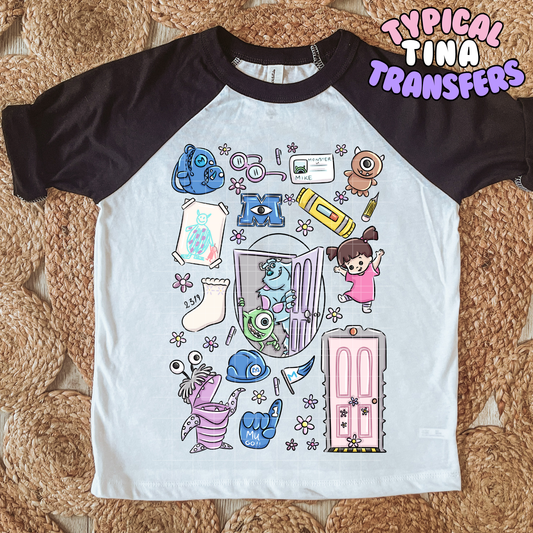 Monsters doodle mural |  DTF Transfer | POD