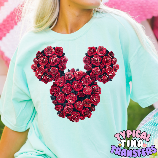 Red Rose Mick head | DTF Screen Print | POD