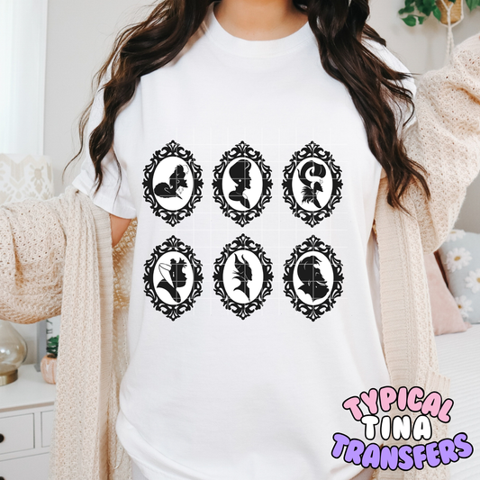 B&W Female Villain Portraits opt #2 | DTF Screen Print | POD