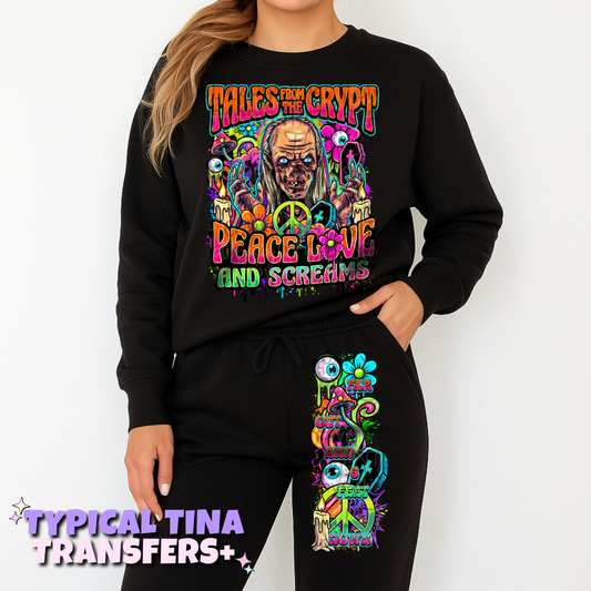Crypt - peace love and screams | DTF Transfers | POD