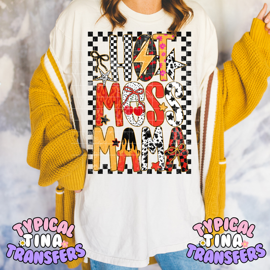 Hot Mess Mama Checkered  | DTF Transfer | POD