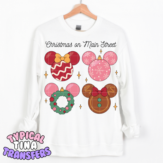 Christmas on Mainstreet (mouse heads) |  DTF Transfer | POD