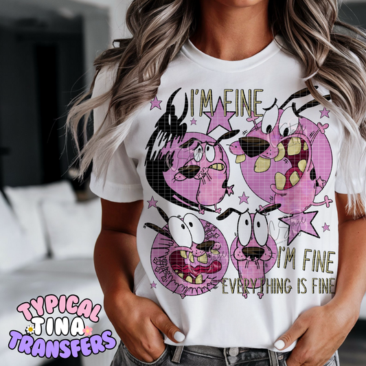 I'm fine purple dog | DTF Screen Print | POD