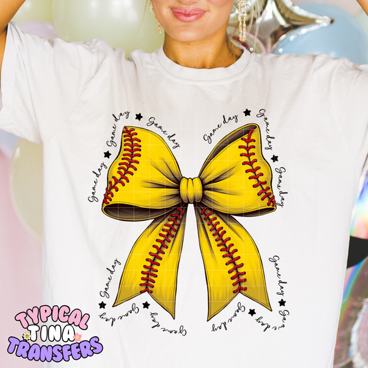 large Coquette Softball bow | DTF Screen Print | POD