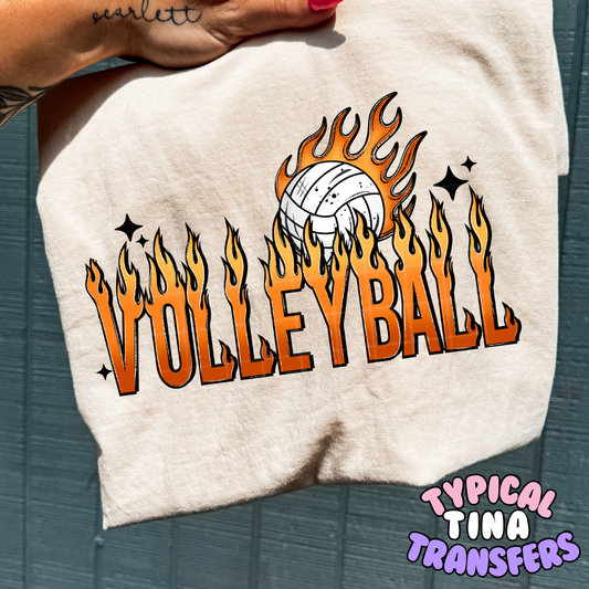 Volleyball flames  | DTF Transfers | POD