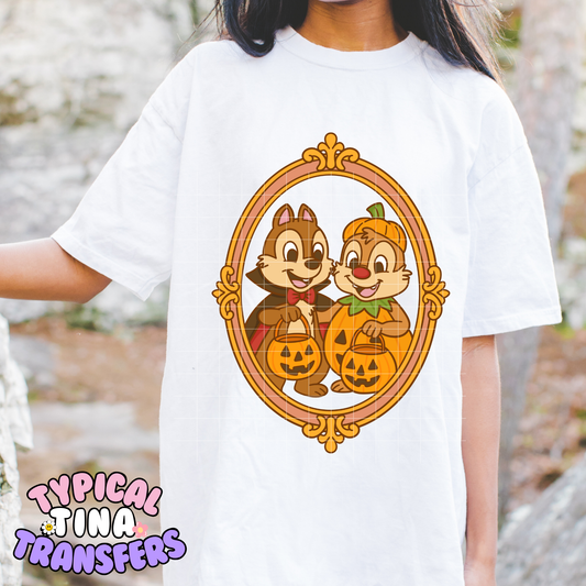 C& D Chipmunks Halloween Frame | DTF Transfer | POD