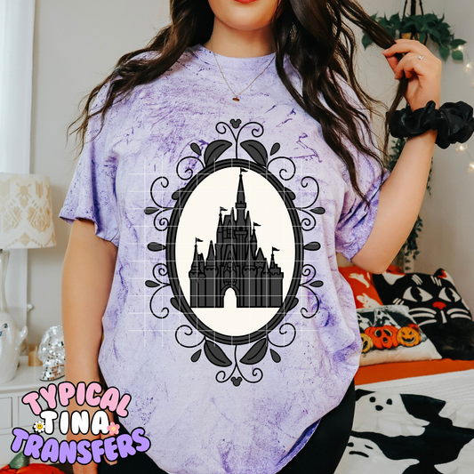 Castle in black in frame | DTF Transfer | POD