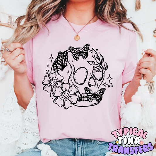 Floral Skill (black outline) | DTF Screen Print | POD