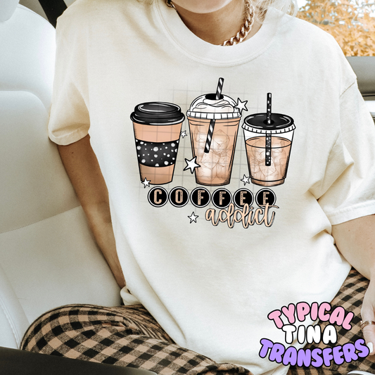 Coffee Addict (3 cups) | DTF Transfers | POD