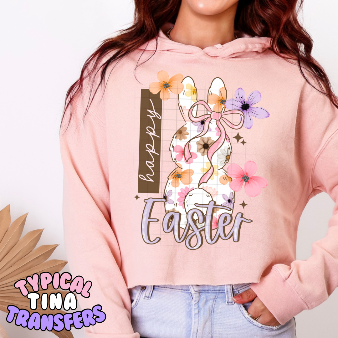 Happy Easter floral bunny | DTF Transfers | POD