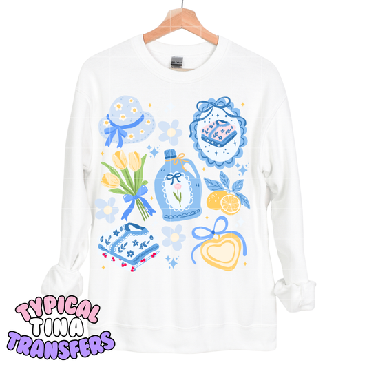 Blue Coquette Yellow tuplips | DTF Transfers | POD