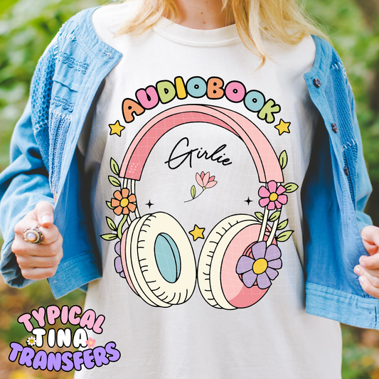 Audio book girlie | DTF Screen Print | POD