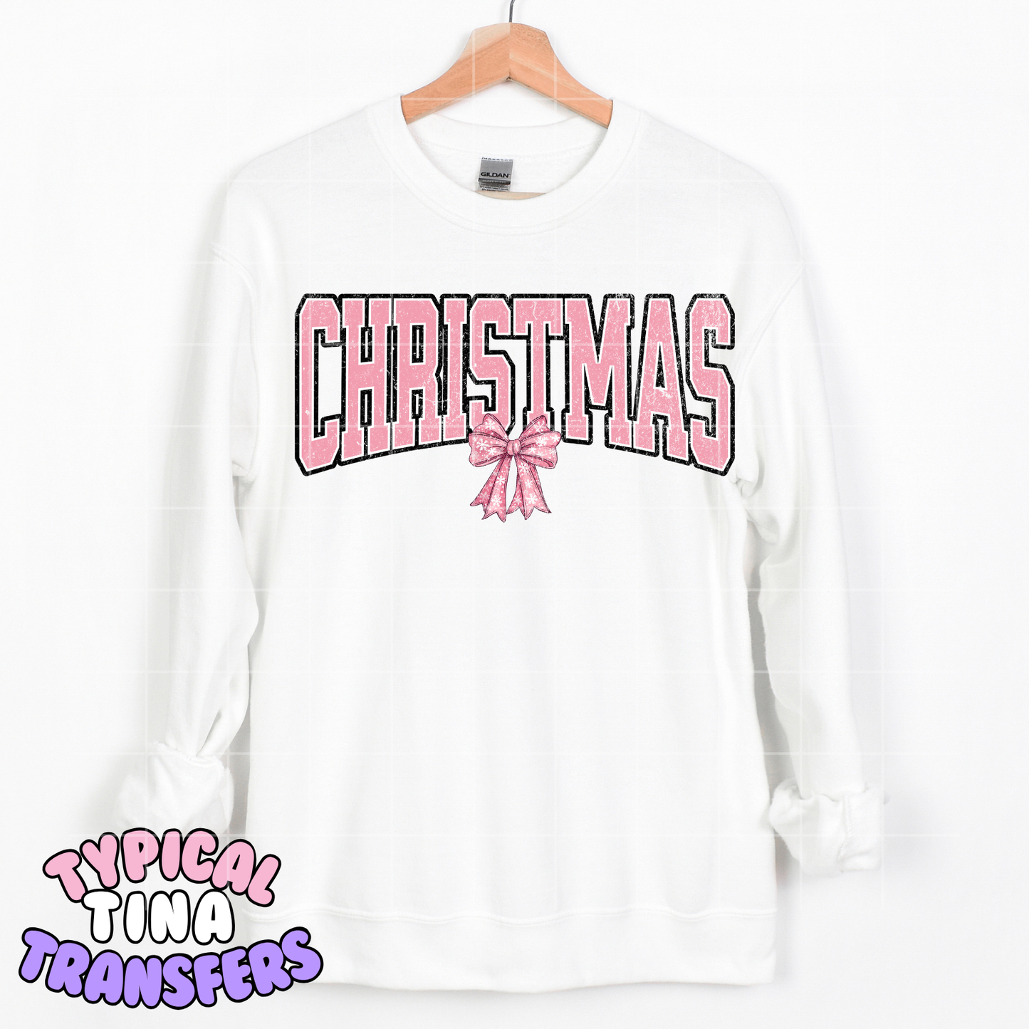 Christmas with pink bow | DTF Transfer | POD