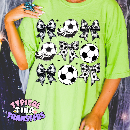 Soccer shoes and bows | DTF Screen Print | POD
