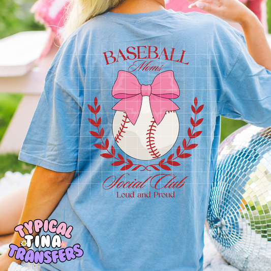 Softball Moms social club | DTF Screen Print | POD