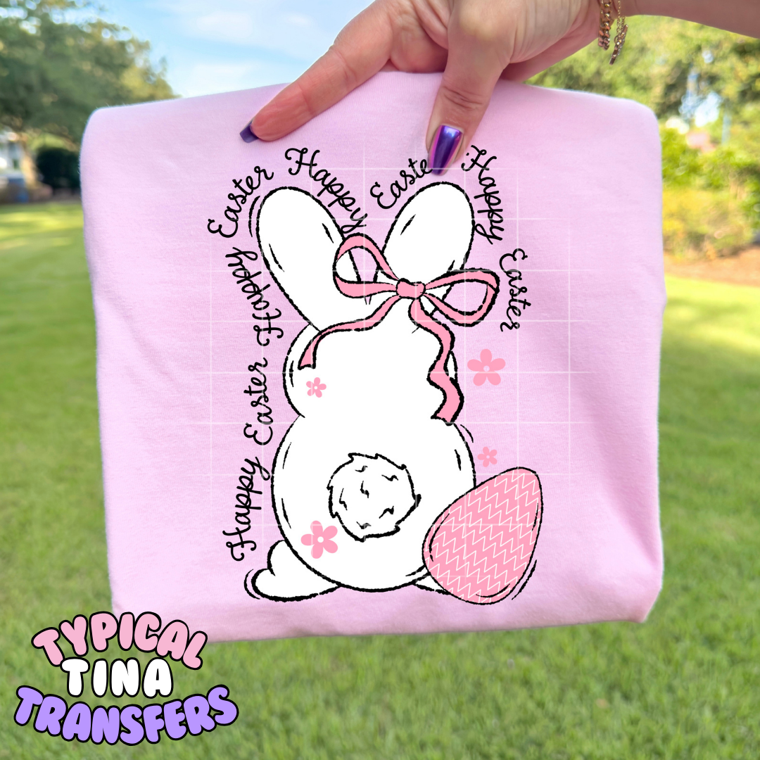 Bunny pink egg with words | DTF Transfers | POD
