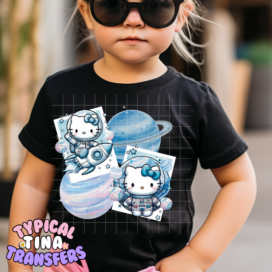 Kitty in space blue | DTF Transfer | POD