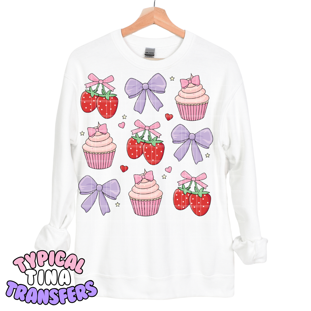 Strawberry sweets and bows | DTF Transfers | POD