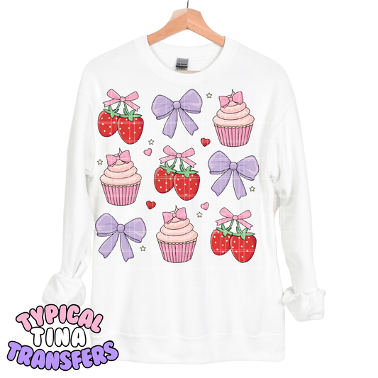 Strawberry sweets and bows | DTF Transfers | POD