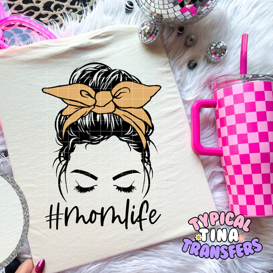 Mom life tan bow | Adult 11" DTF Screen Print | POD