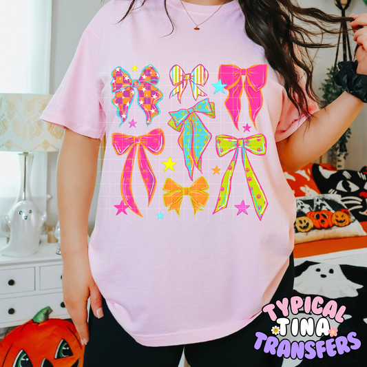 Bright retro Bows | DTF Transfer | POD