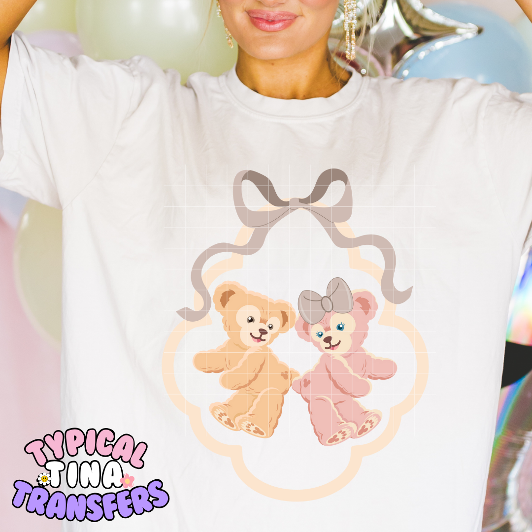 Teddys in frame with bow | DTF Transfer | POD - choose design
