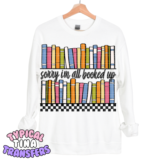Sorry I'm all booked (color book spines) | DTF Transfers | POD