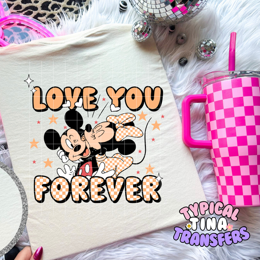 Love you Forever M&M checkered | Adult 11" DTF Screen Print  | POD